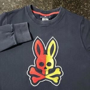 Psycho Bunny Sweatshirt Cooper Crewneck Embroidered Skull Bunny Logo Mens Small
